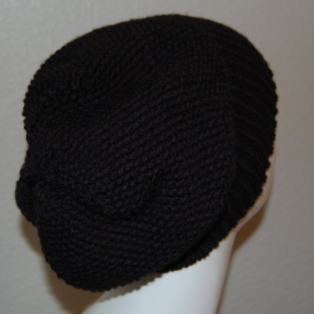 NEW Handmade Black Beret Hat, Women Size M/L - Picture 7 of 9